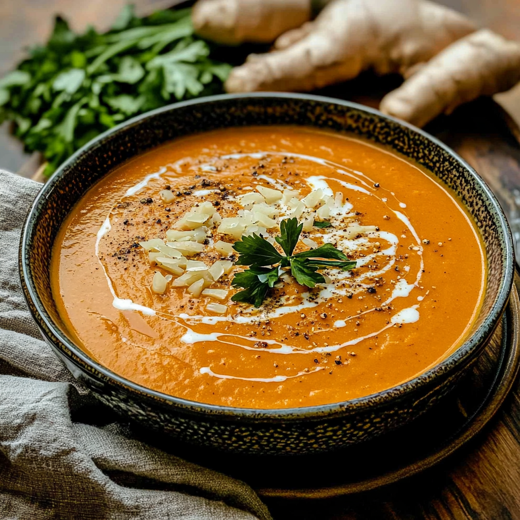 Recipe preparation for Warm Spiced Carrot Ginger Soup