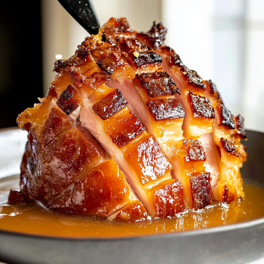 Recipe preparation for Honey-Glazed Ham