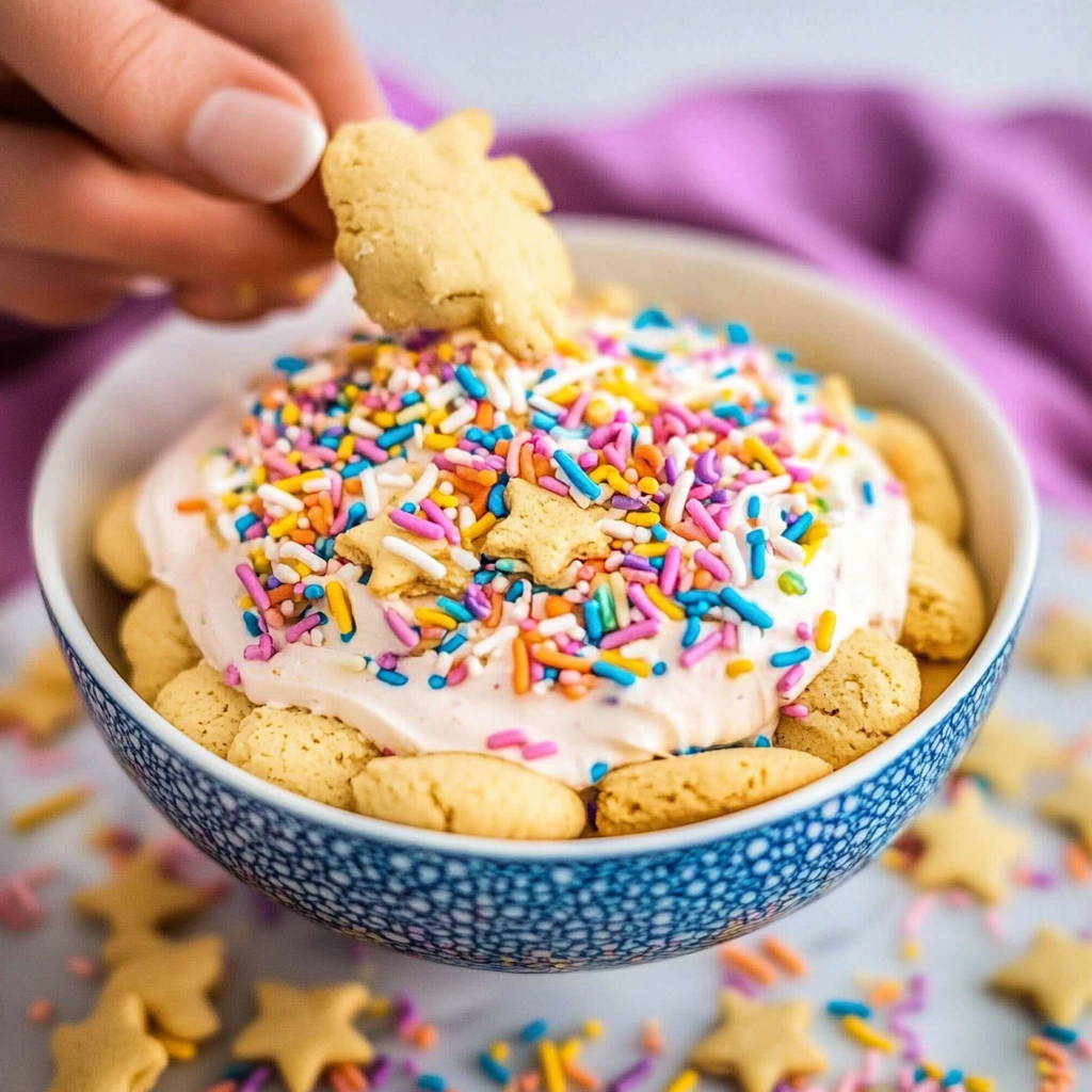 Recipe preparation for Funfetti Sugar Cookie Dip with Sprinkles