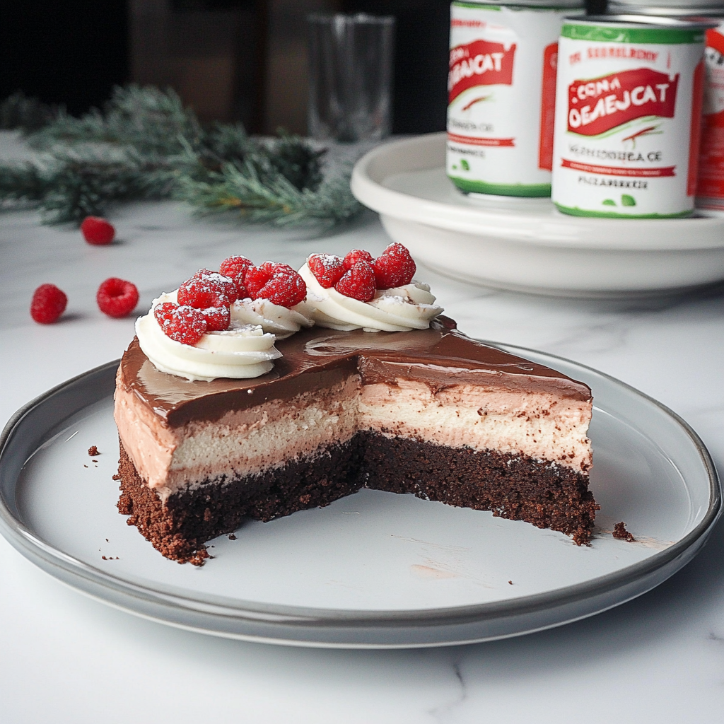 Recipe preparation for Peppermint-Mocha Mousse Cake