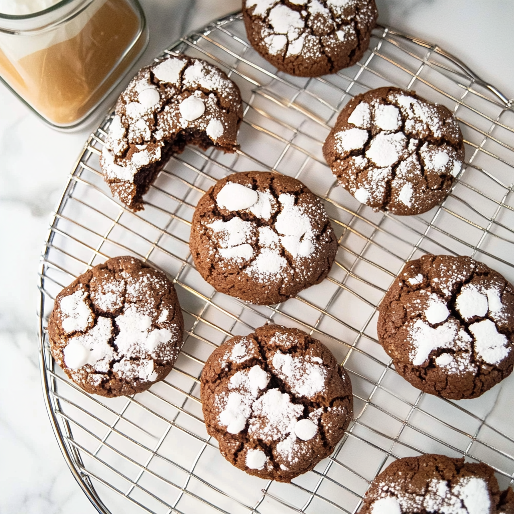 Recipe preparation for Hot Cocoa Crinkle Cookies