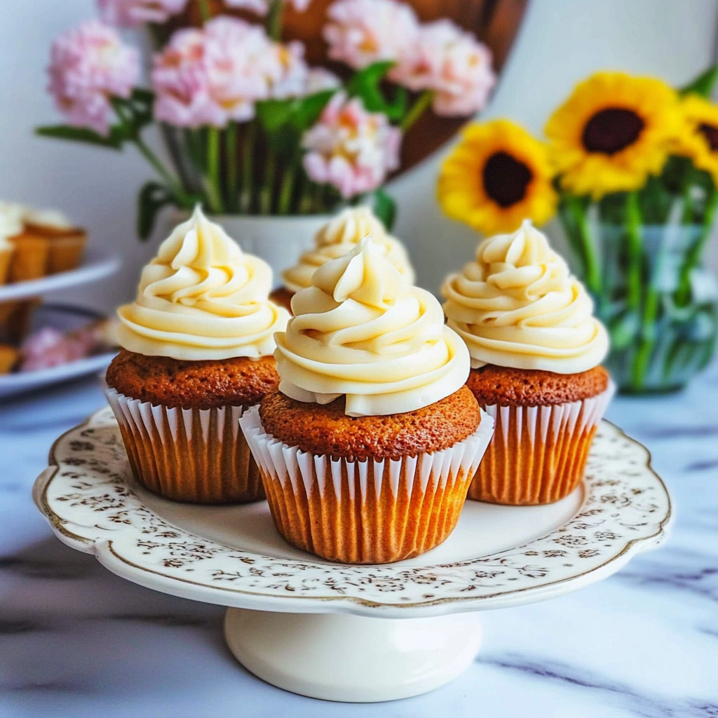 Recipe preparation for Maple Glazed Carrot Cupcakes with Vanilla Frosting