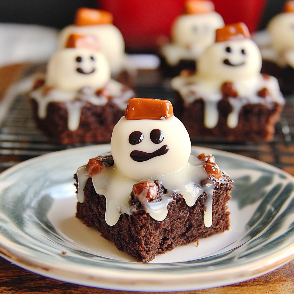 Recipe preparation for Chocolate Snowman Brownie Bites