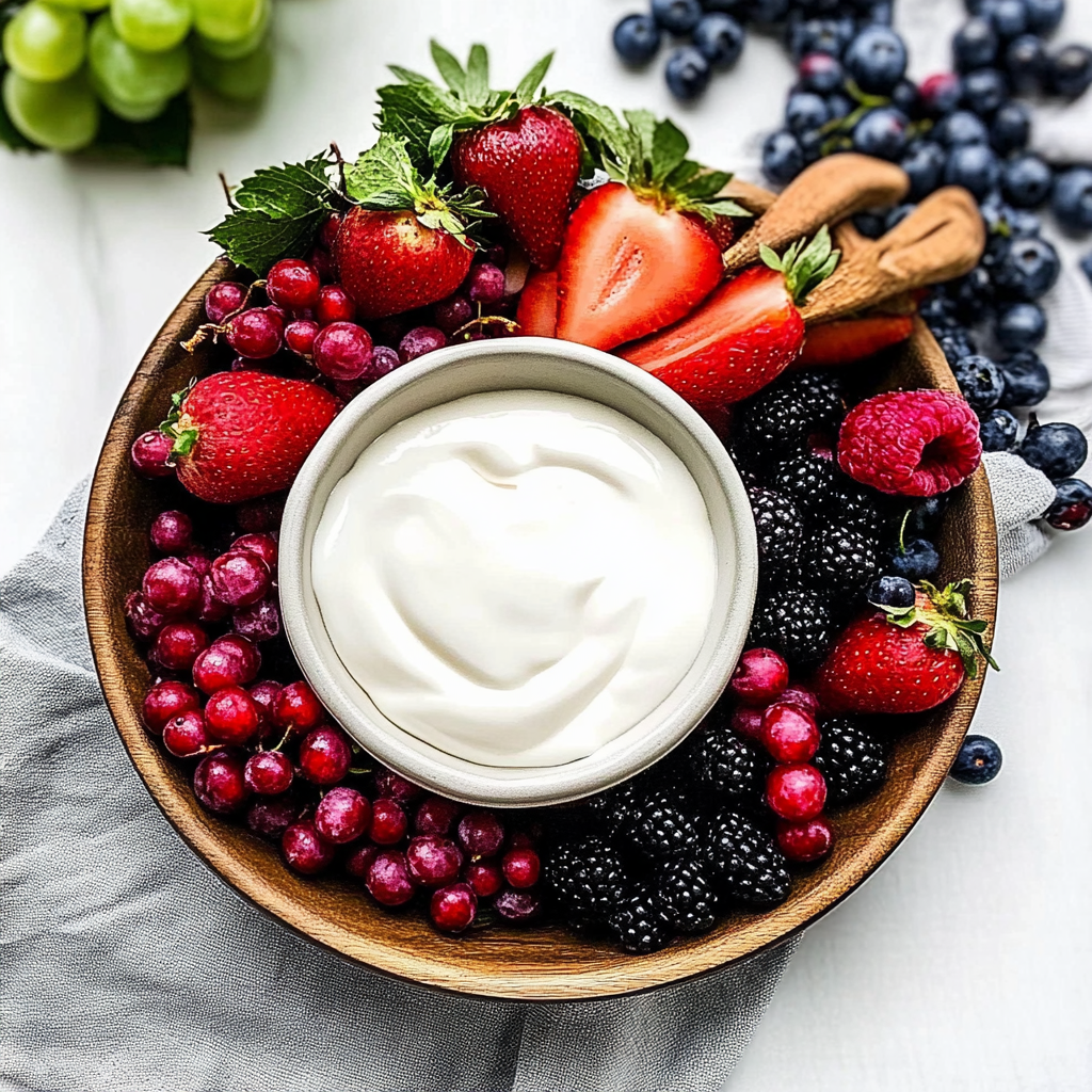 Recipe preparation for Holiday Fruit Platter with Yogurt Dip