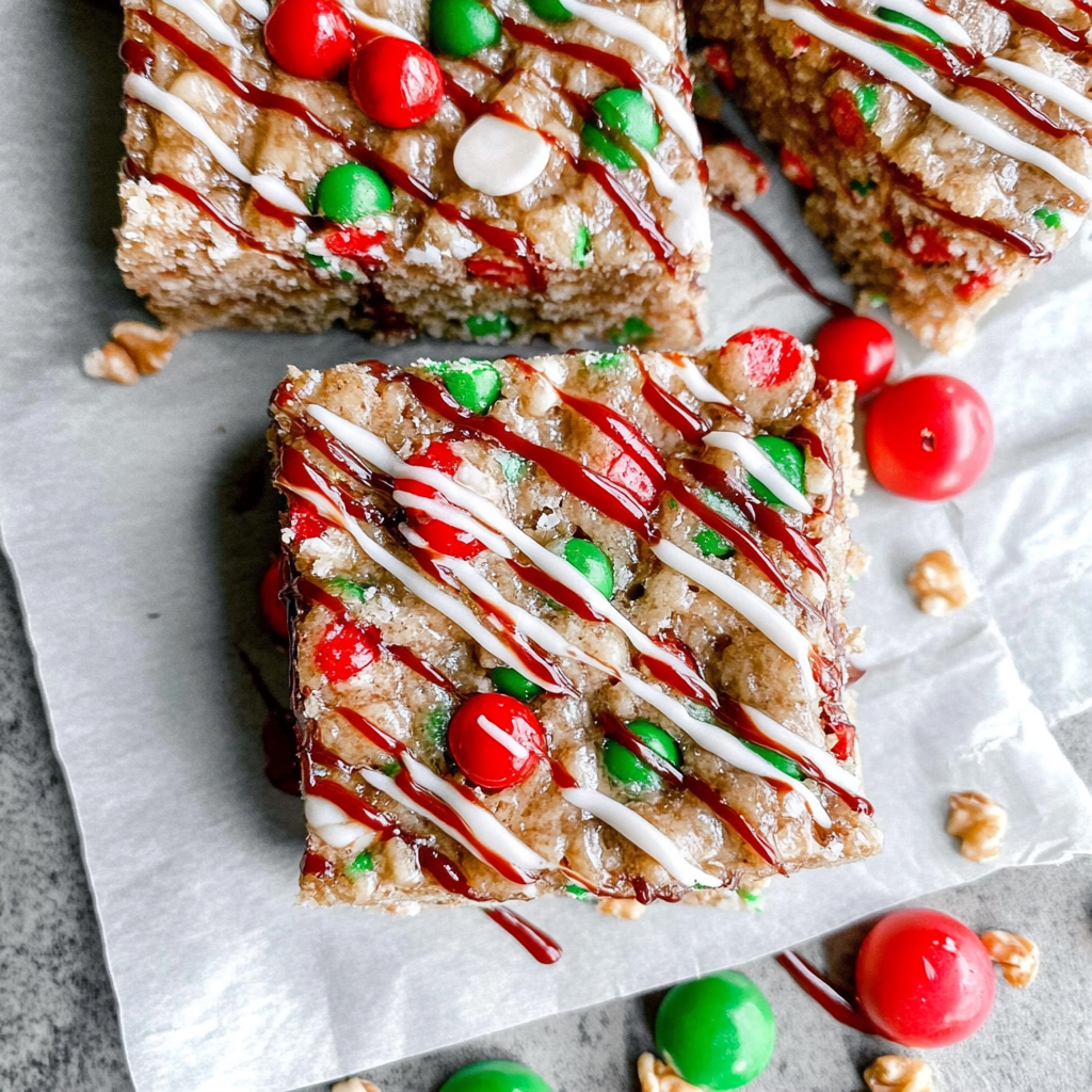 Recipe preparation for Red & Green Sprinkle Rice Krispie Bars