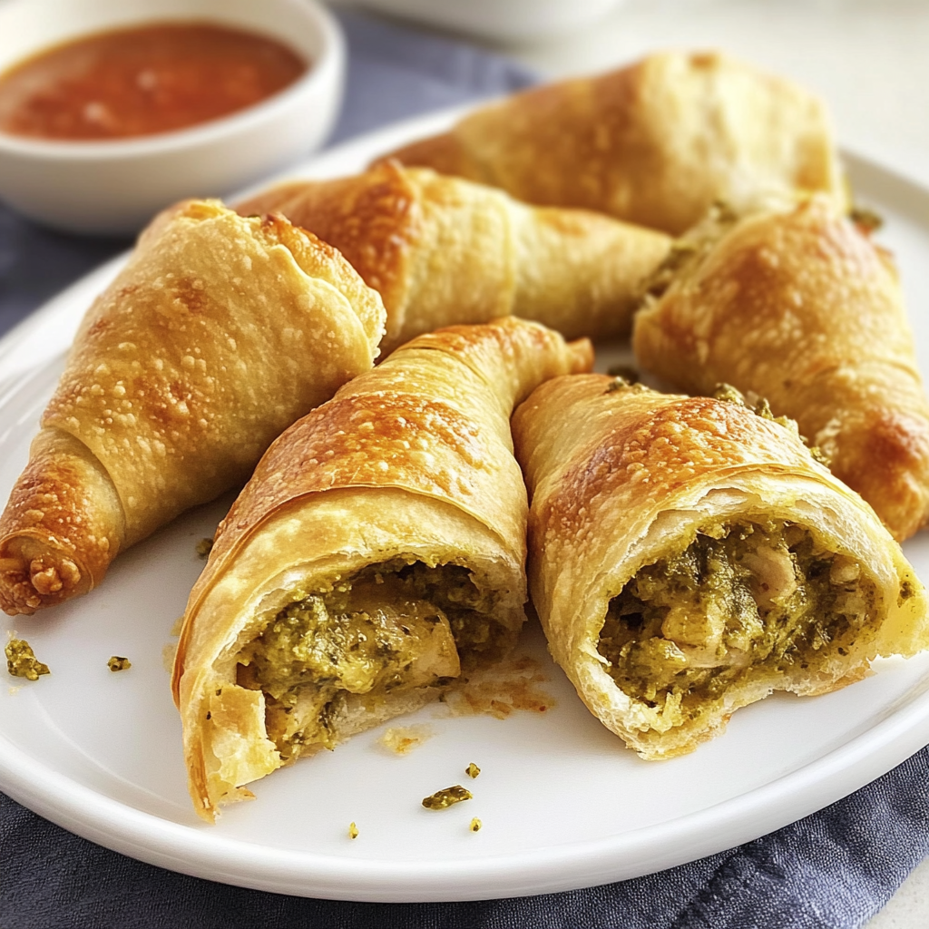 Recipe preparation for Pesto Chicken Stuffed Crescent Rolls
