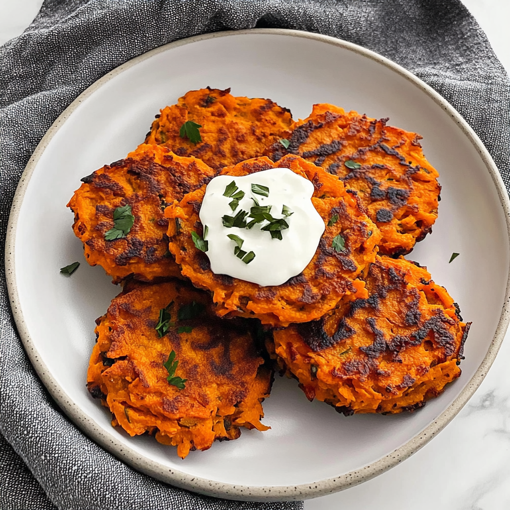 Recipe preparation for Winter Spiced Sweet Potato Fritters