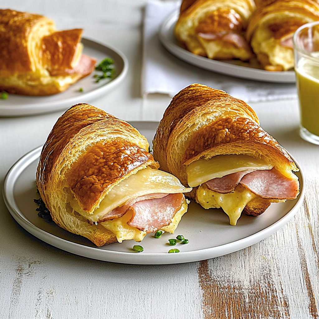 Recipe preparation for Ham & Swiss Croissant Breakfast Sliders
