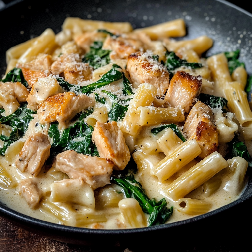 Recipe preparation for One-Pot Creamy Chicken Alfredo with Spinach