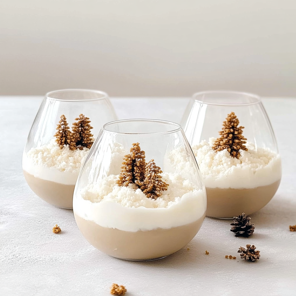 Recipe preparation for Snow Globe Pudding Cups with Coconut Flakes