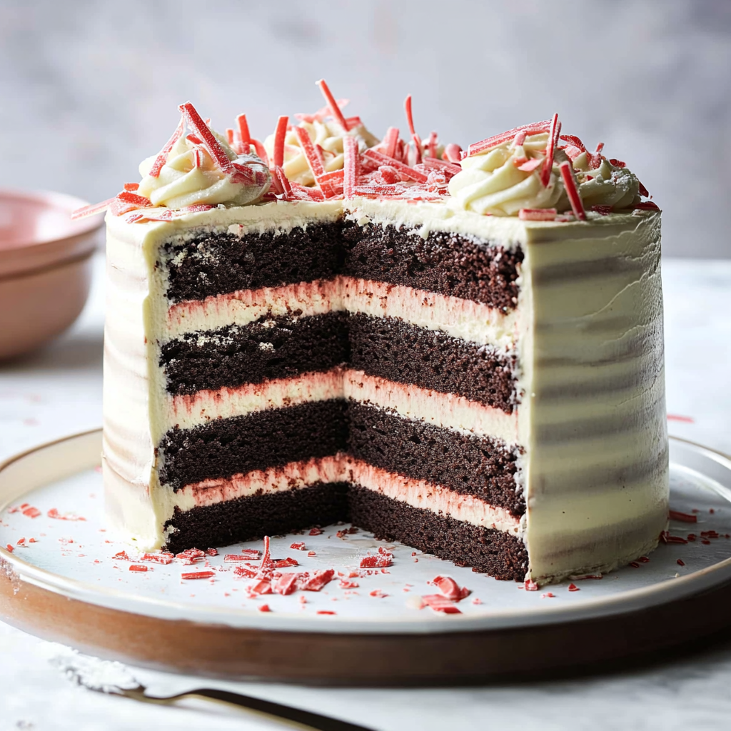 Recipe preparation for Chocolate Peppermint Layer Cake
