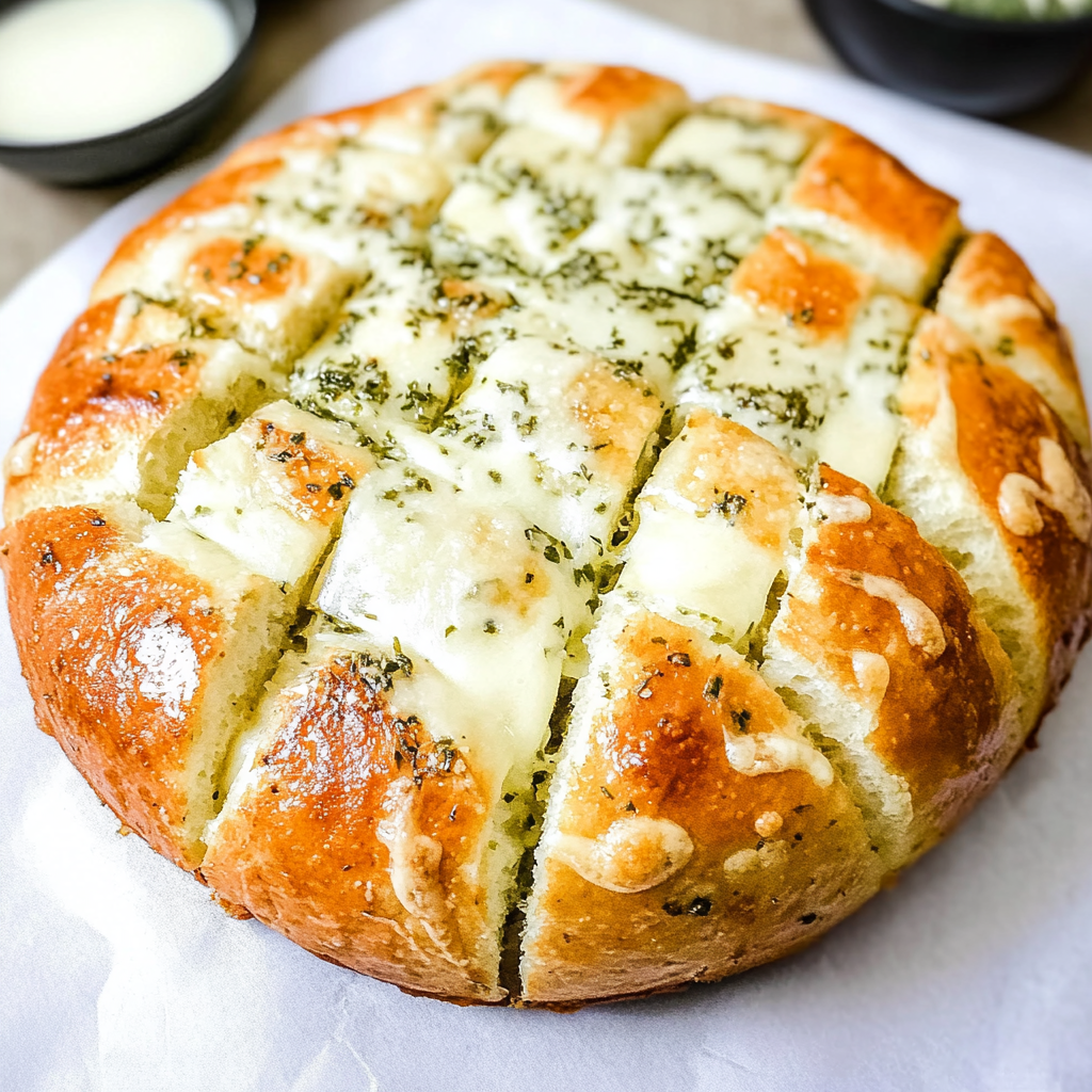 Recipe preparation for Sourdough Pull-Apart Christmas Bread with Garlic Butter & Mozzarella