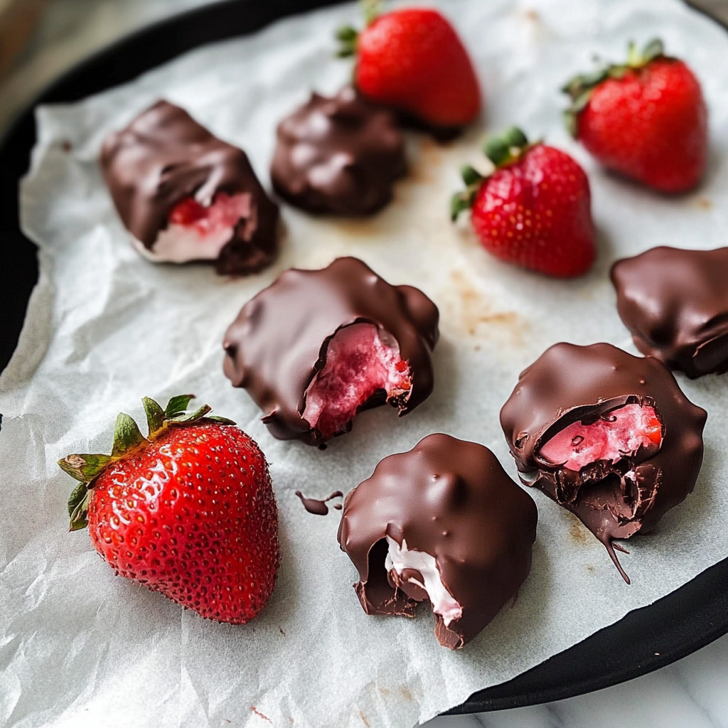 Recipe preparation for Healthy Chocolate-Dipped Strawberry Bites