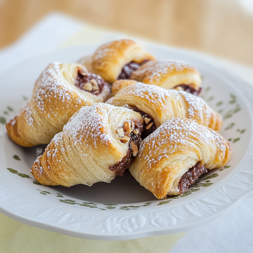 Recipe preparation for Easy Nutella Crescent Roll Bites with Hazelnuts