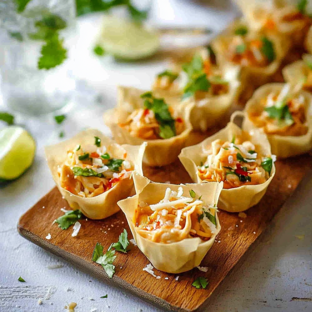 Recipe preparation for Sweet Chili Chicken Wonton Cups