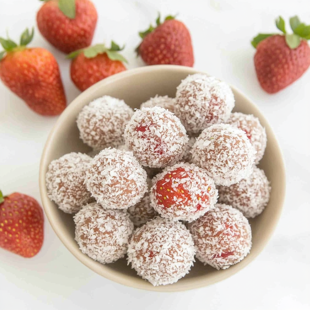 Recipe preparation for No-Bake Strawberry Coconut Energy Balls