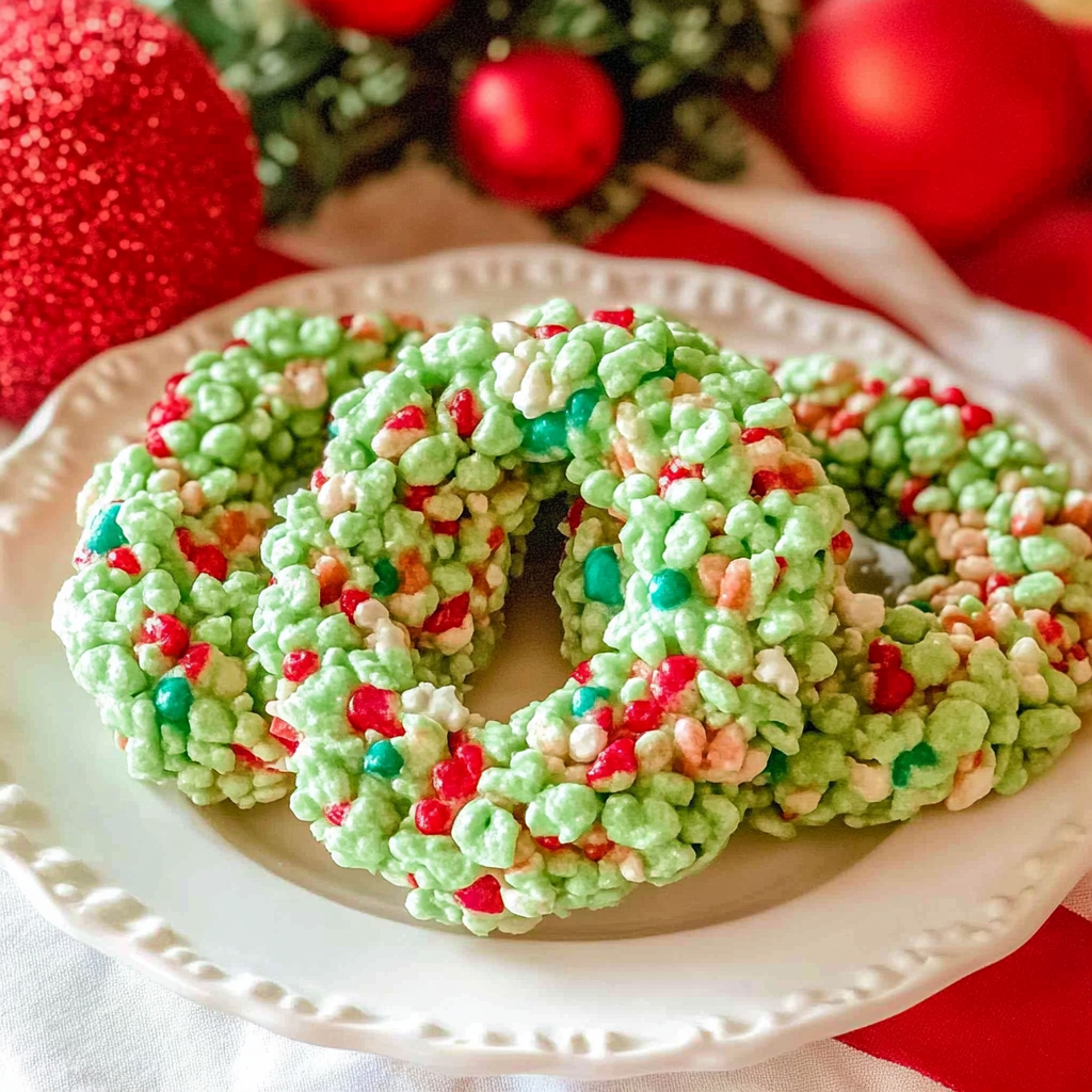 Recipe preparation for Easy Christmas Wreath Rice Krispie Treats