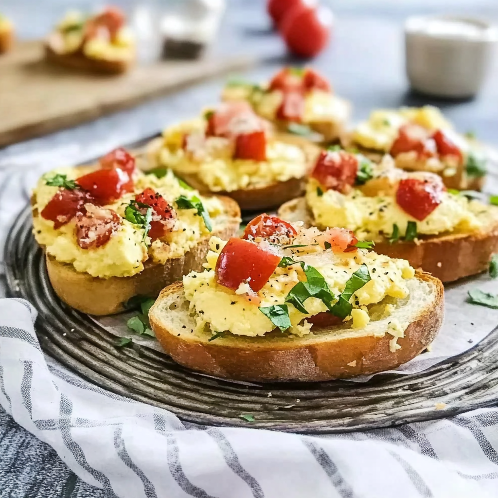 Recipe preparation for Roasted Potato Breakfast Bruschetta with Eggs