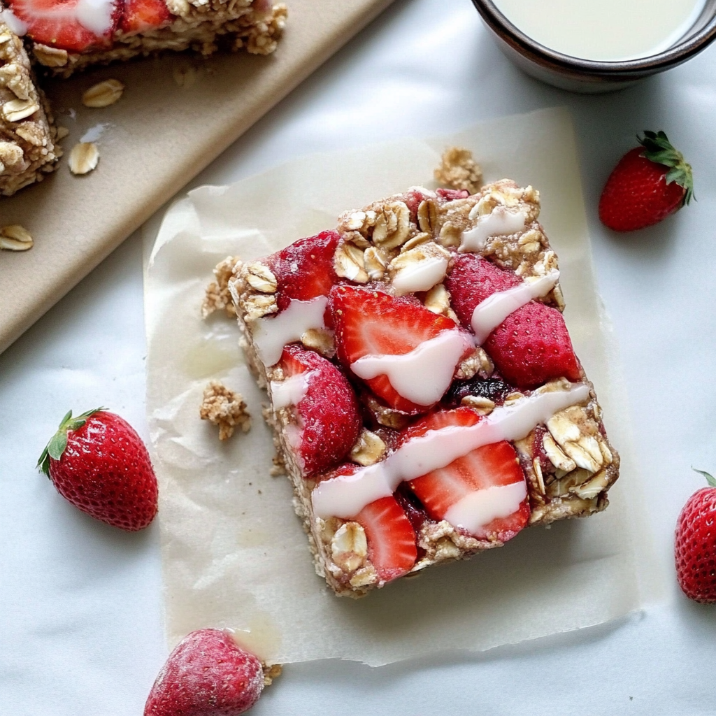 Recipe preparation for Healthy Strawberry Banana Oat Freezer Bars