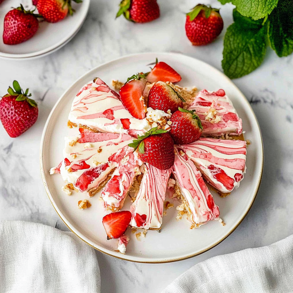 Recipe preparation for Strawberry Yogurt Mousse Bark