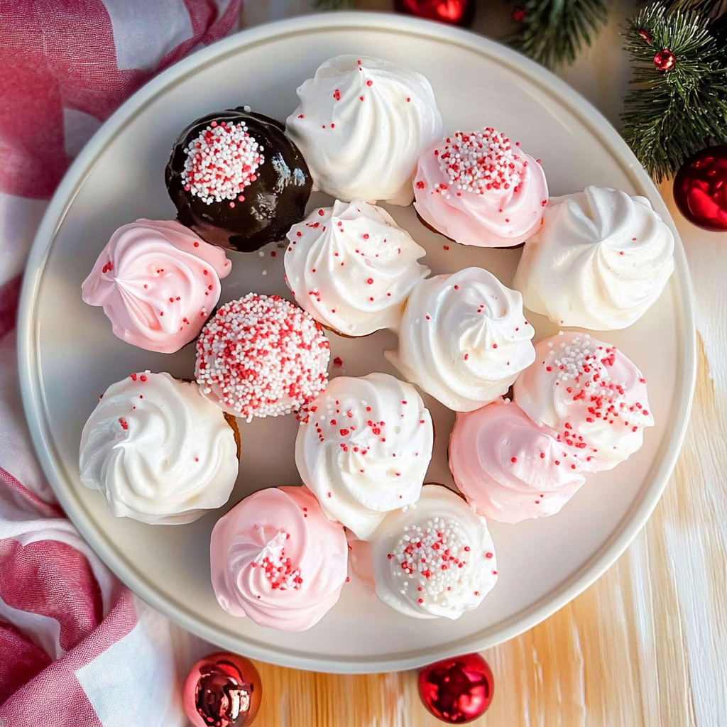 Recipe preparation for Peppermint Meringue Cookie Pops