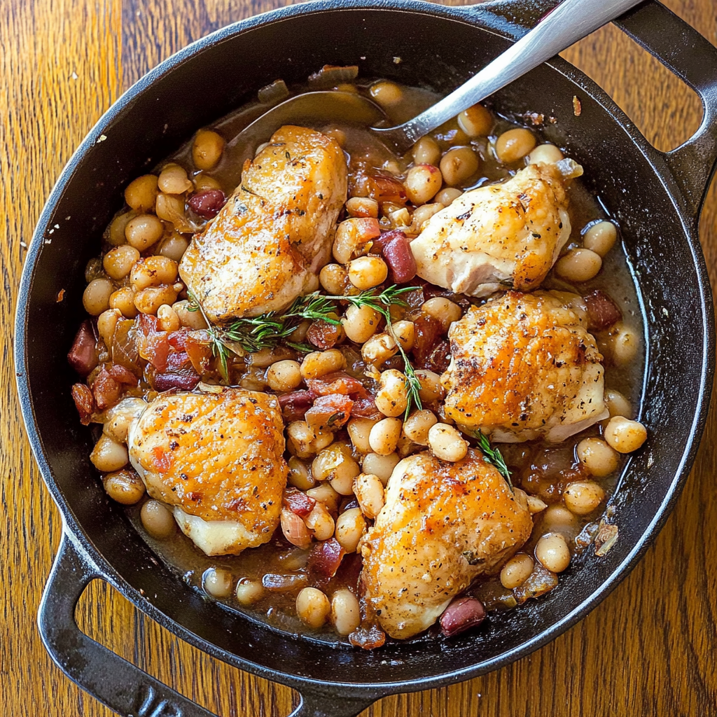 Recipe preparation for Chicken & Cannellini Bean Winter Skillet