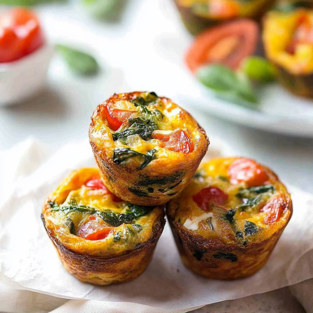 Recipe preparation for Egg Muffins with Chicken, Spinach & Tomato