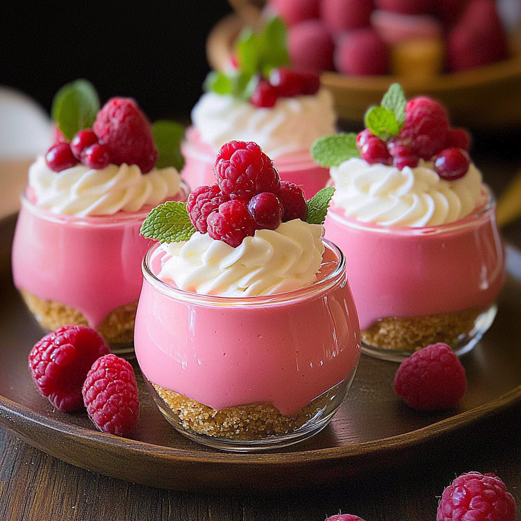 Recipe preparation for Lemon Raspberry Mousse Cups
