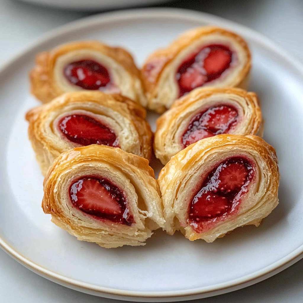 Recipe preparation for Puff Pastry Strawberry Jam Swirl Strips