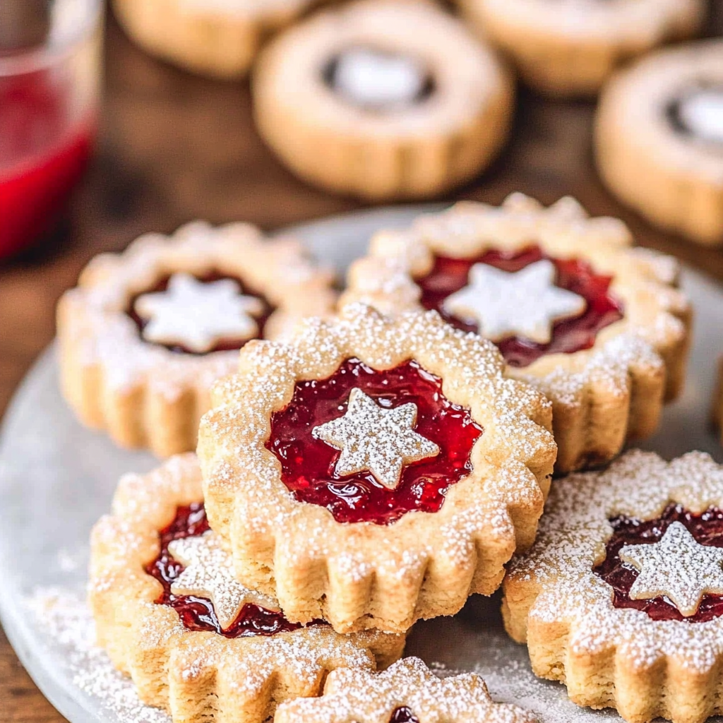 Recipe preparation for Strawberry Jam-Filled Linzer Stars