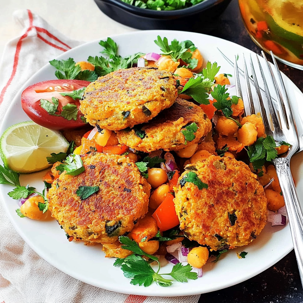 Recipe preparation for Spicy Chickpea Patties