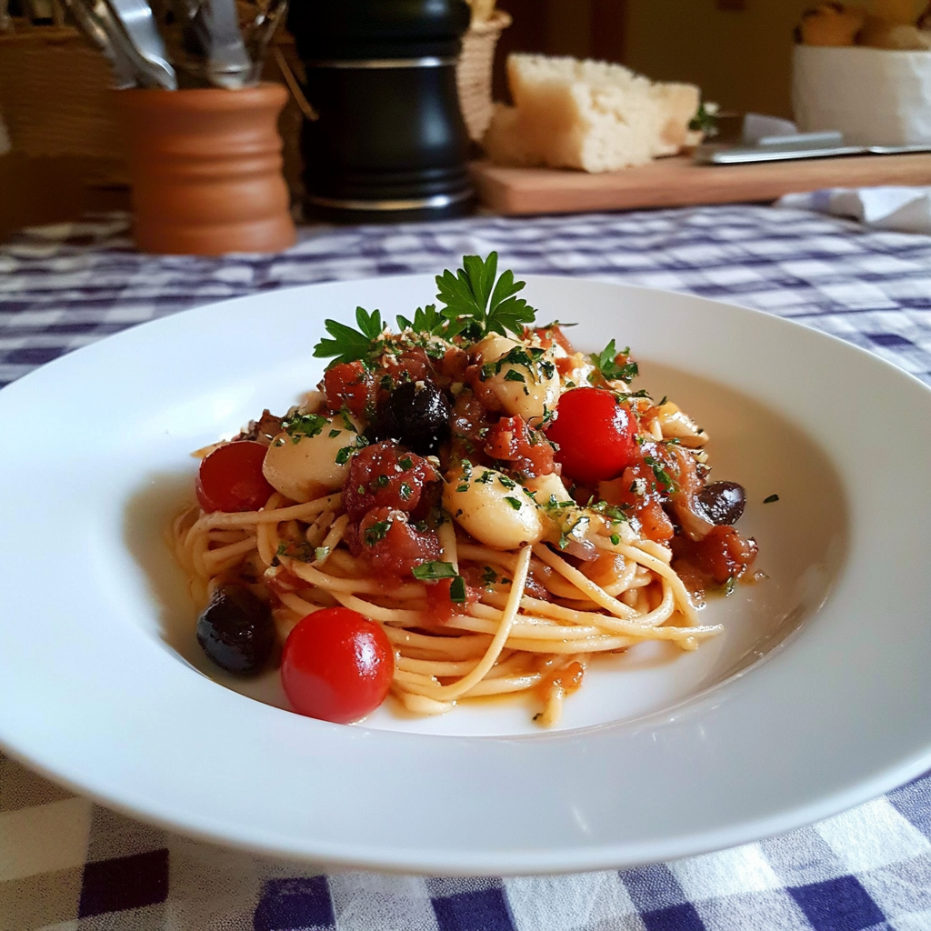 Recipe preparation for Roasted Tomato Puttanesca