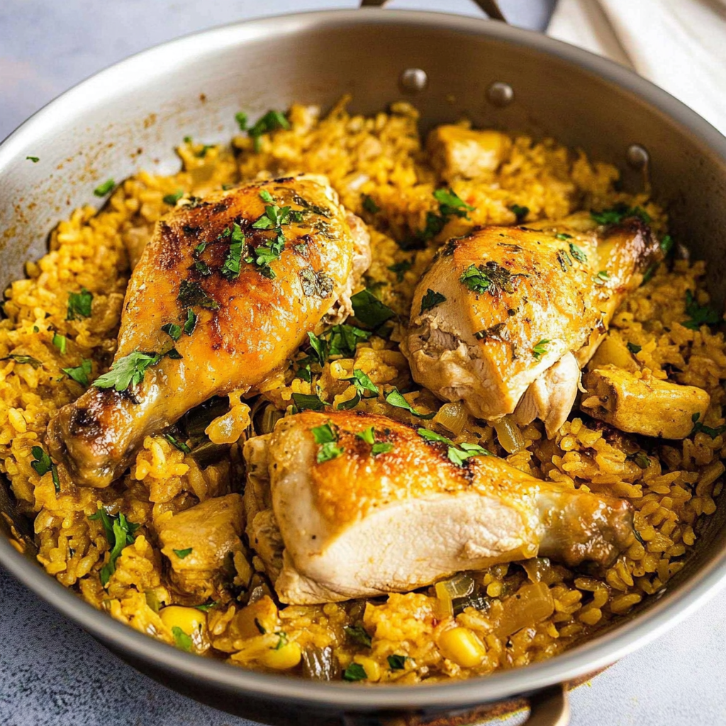 Recipe preparation for Arroz Con Pollo