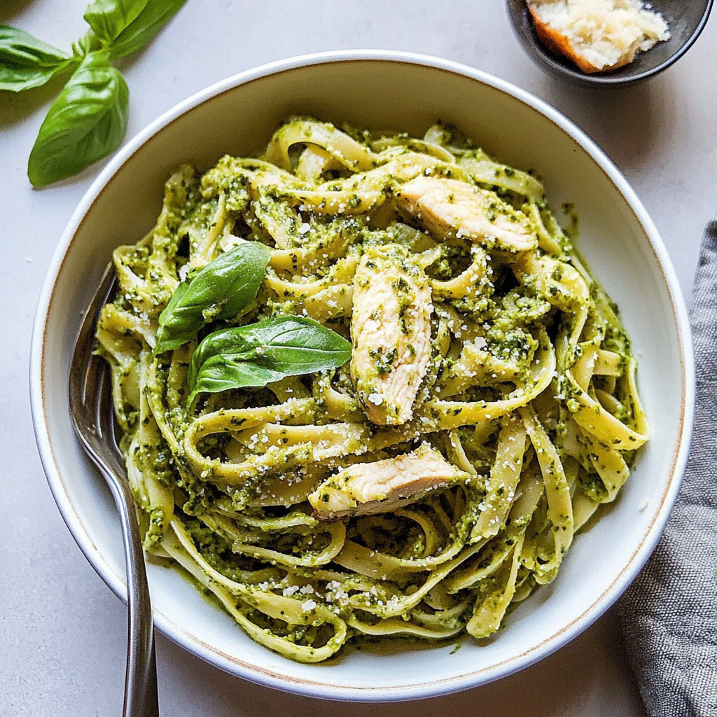 Recipe preparation for Chicken Pesto Pasta