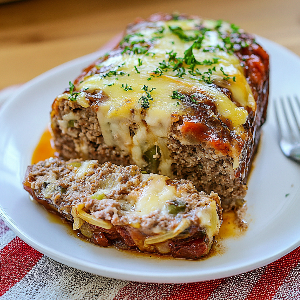 Recipe preparation for Philly Cheesesteak Meatloaf
