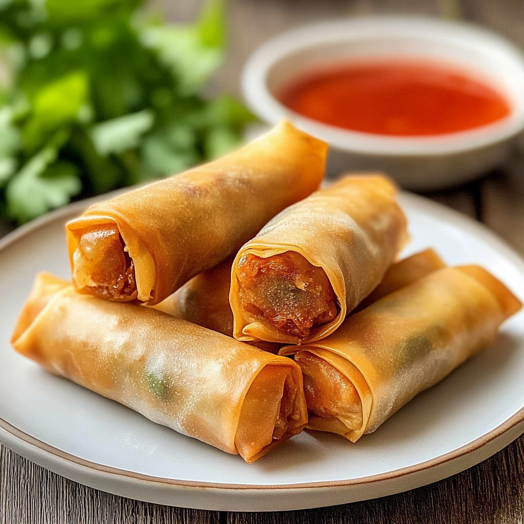 Recipe preparation for Crispy Air Fryer Chicken Spring Rolls