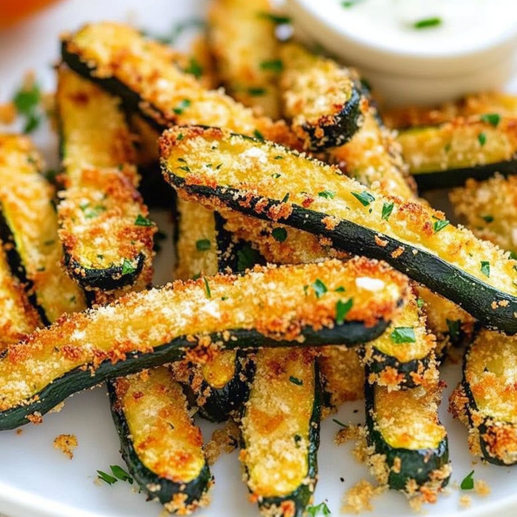 Recipe preparation for Crispy Baked Zucchini Fries