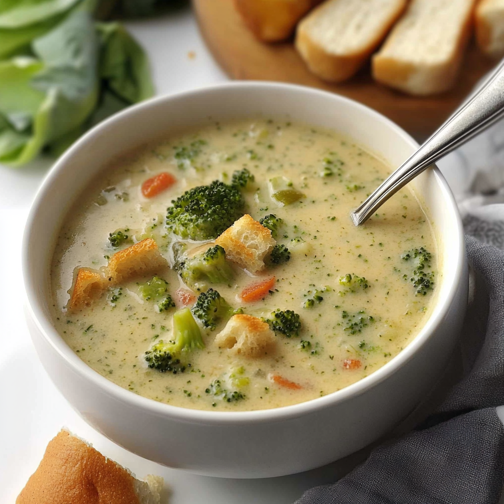 Recipe preparation for Smoked Gouda Broccoli Soup
