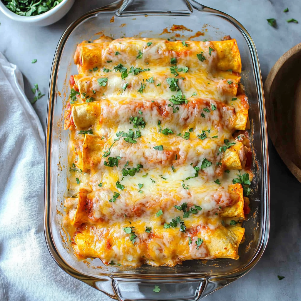 Recipe preparation for Seafood Enchiladas
