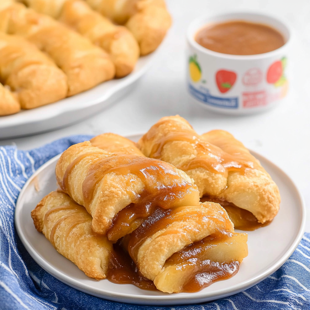 Recipe preparation for Crescent Roll Caramel Apple Twists