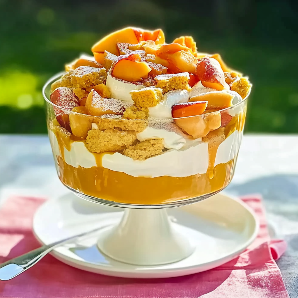 Recipe preparation for Make-Ahead Peach Shortcake Trifle with Vanilla Custard