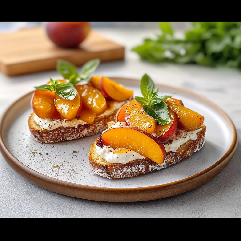 Recipe preparation for Fresh Peach Bruschetta