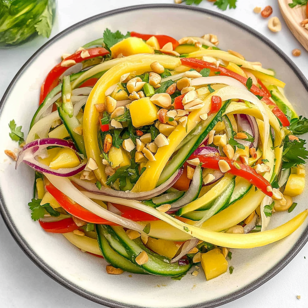 Recipe preparation for Thai Mango Salad with Peanuts