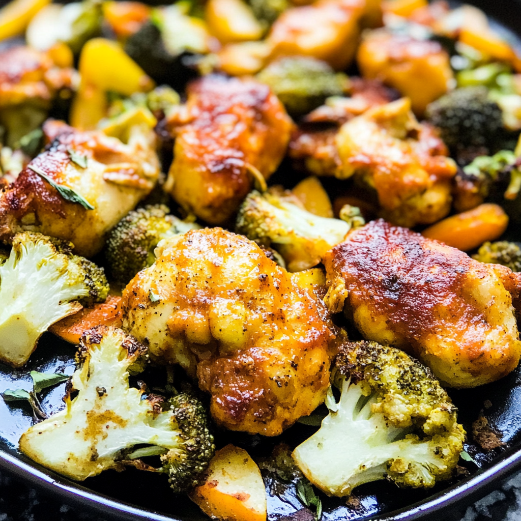 Recipe preparation for Sheet Pan Lemon Chicken with Cauliflower & Turmeric