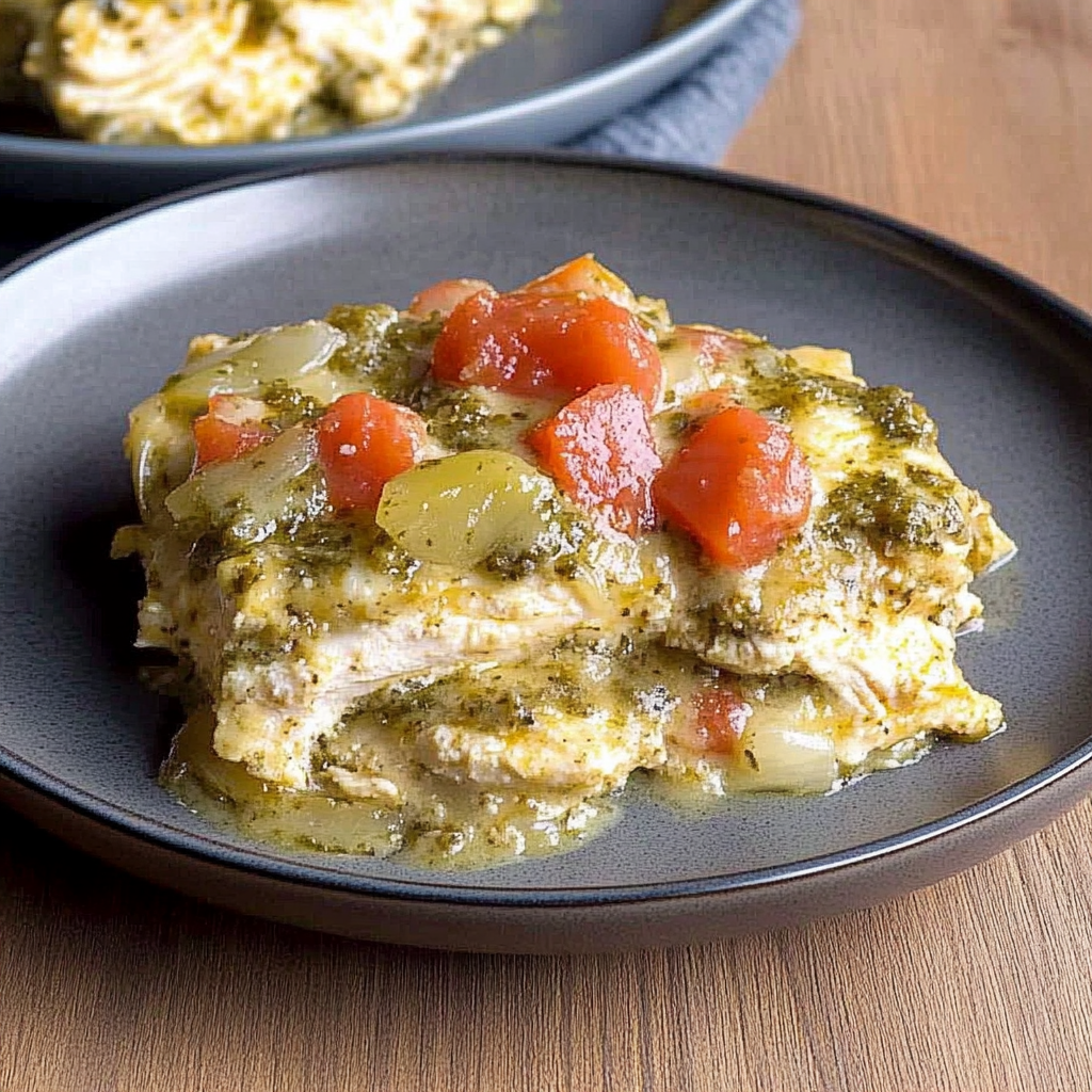 Recipe preparation for Salsa Verde Chicken Casserole