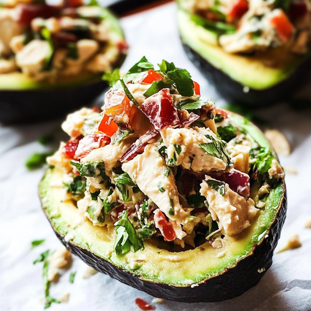 Recipe preparation for Chicken Salad Stuffed Avocado