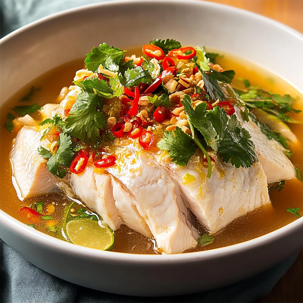 Recipe preparation for Thai Lime and Garlic Steamed Fish