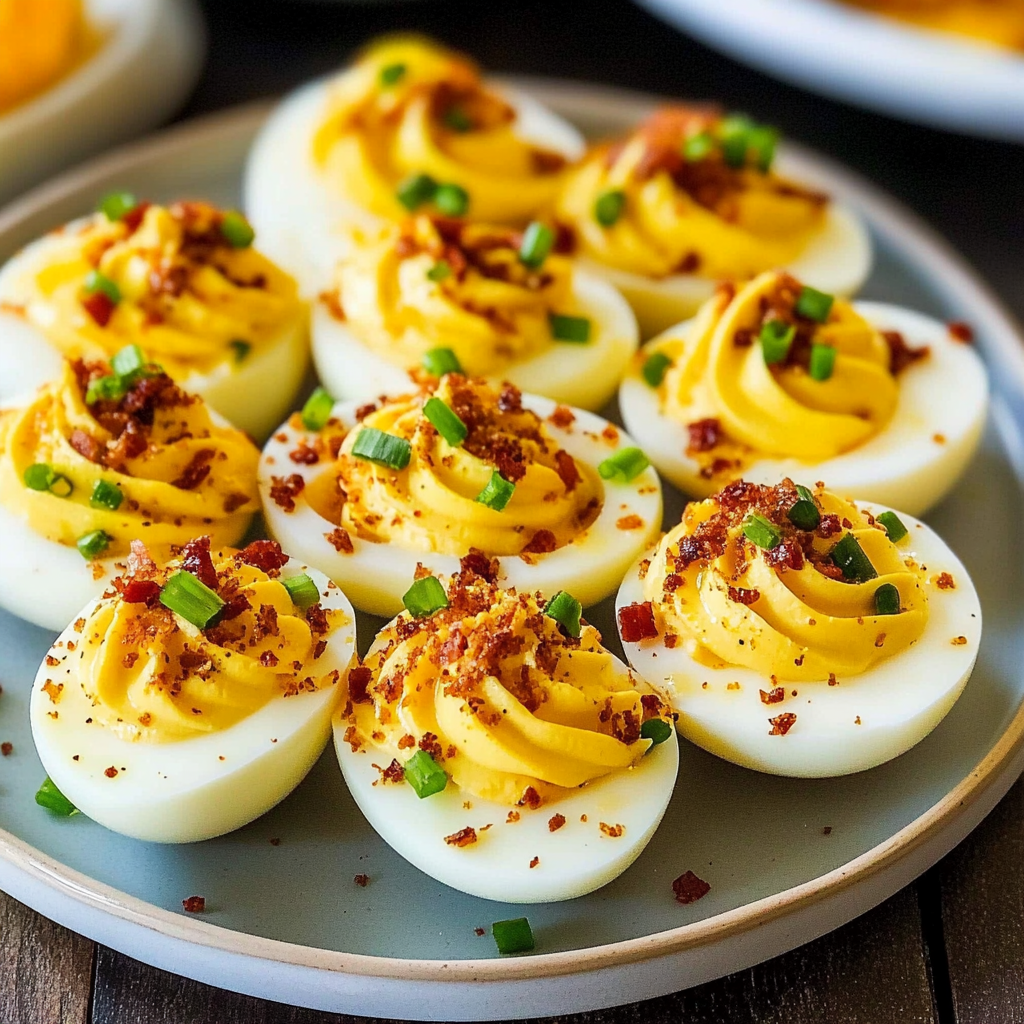Recipe preparation for Bacon Deviled Eggs