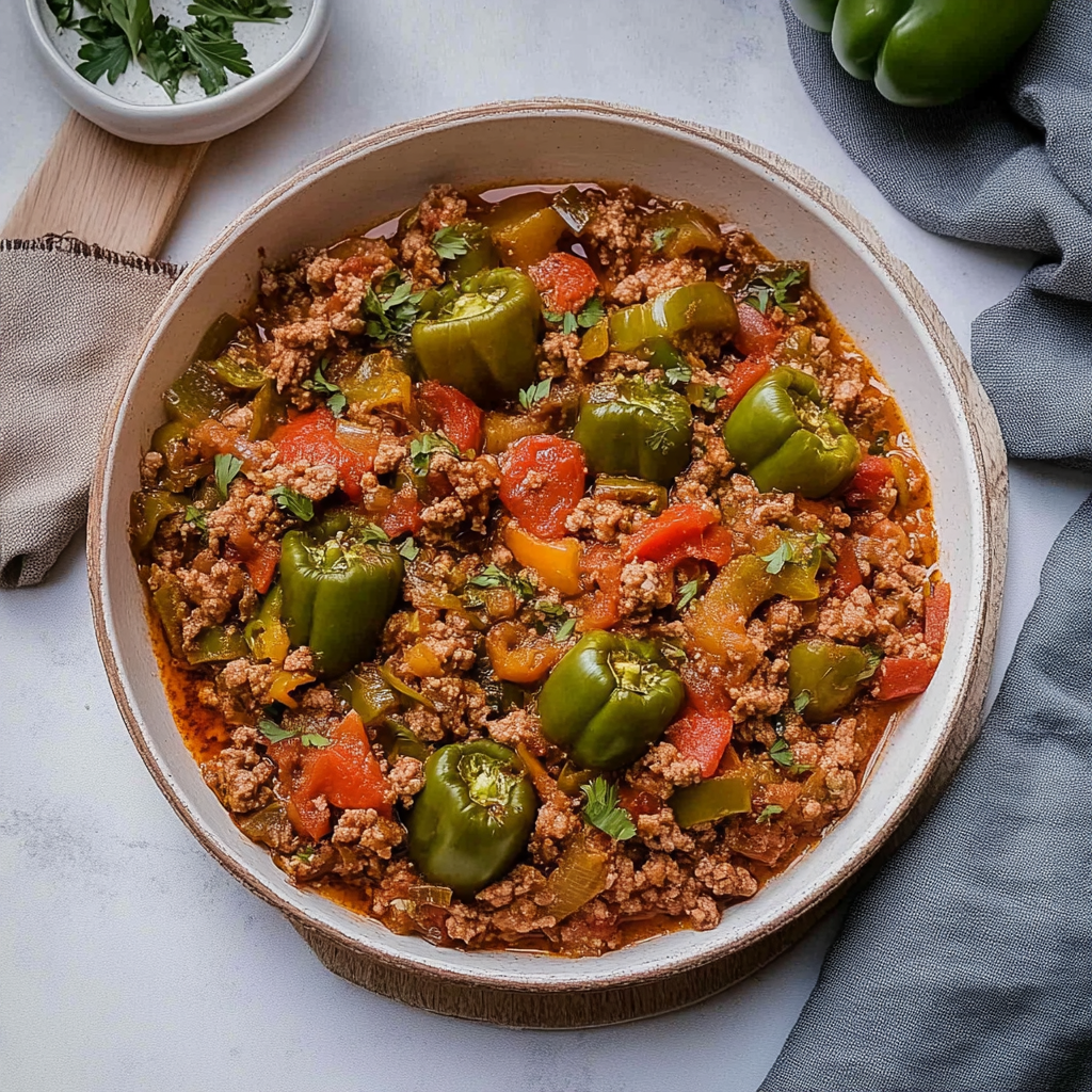 Recipe preparation for Unstuffed Peppers