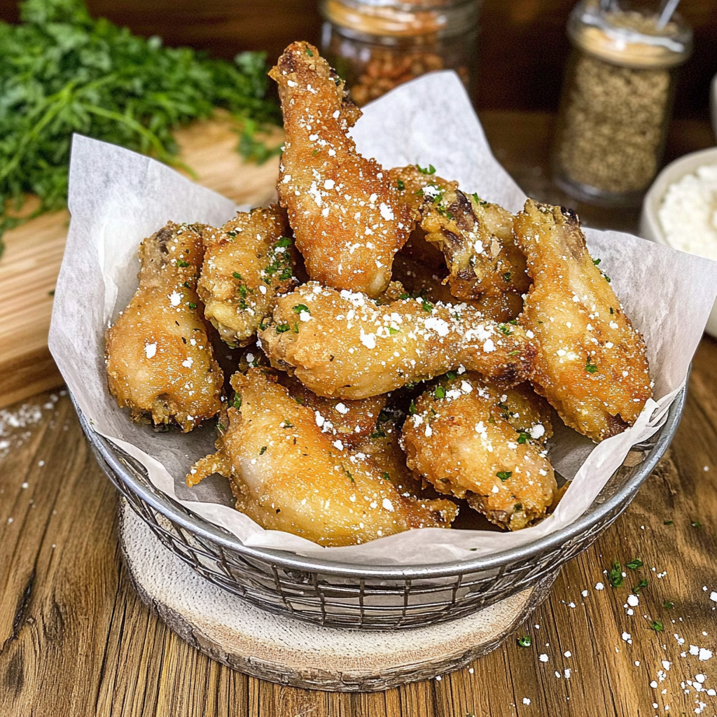 Recipe preparation for Garlic Parmesan Wings